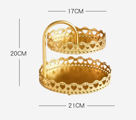 Suzannah's Kitchen 2-Tier Gold Filigree Metal Pastry & Dessert Tray