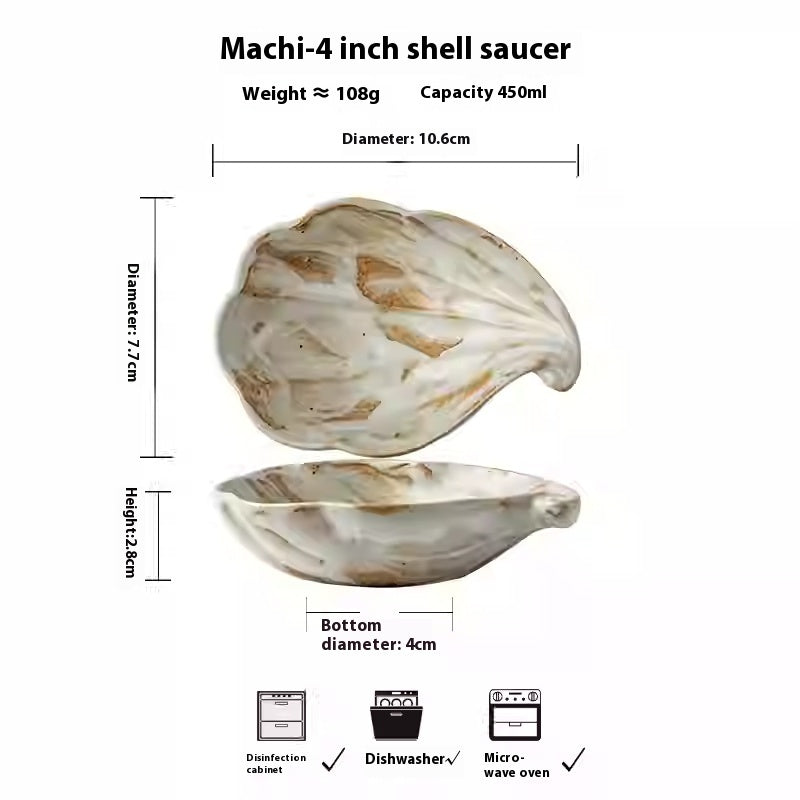 Suzannah's Kitchen 4-Inch Porcelain Shell Seasoning & Snack Dish