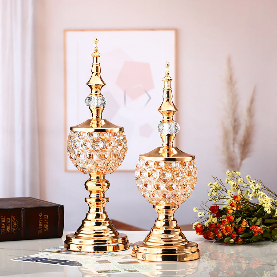 Suzannah's Kitchen European Crystal Glass & Gold Metal Candle Holder