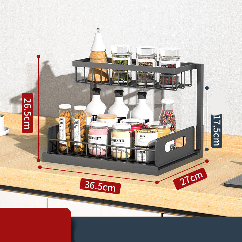 Suzannah's Kitchen Under-Sink 2-Tier Coated Iron Pull-Out Storage Rack