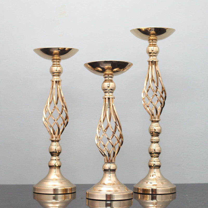 Vase-Twisted Wrought Iron Candlestick Style