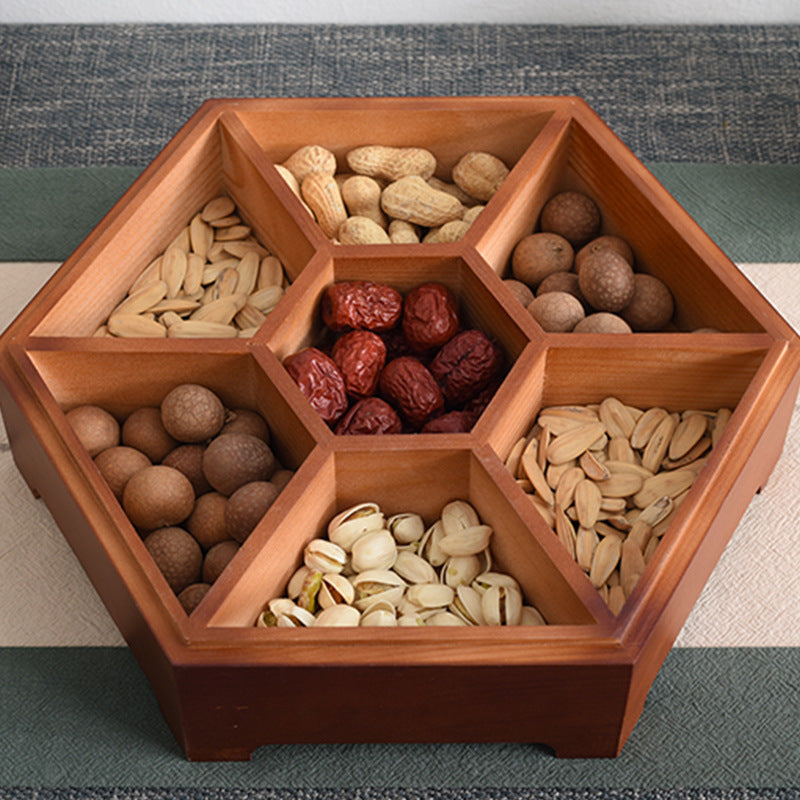 Pine Wood Hexagonal Snack Store & Serve