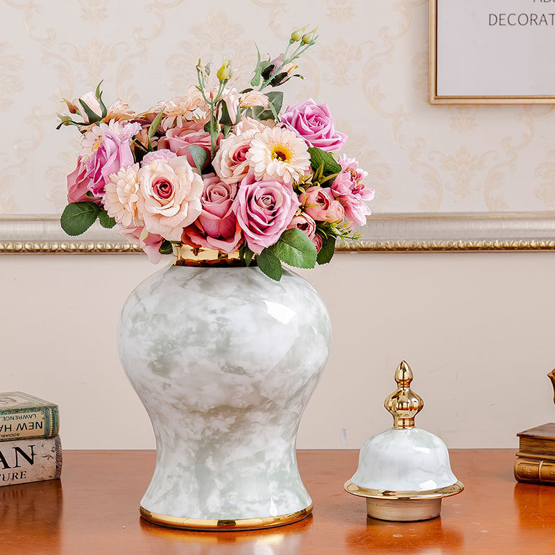 Suzannah's Kitchen Classic Marble Finish Ceramic Ginger Jar Vase