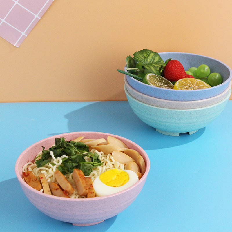 Tableware: 4PC Ribbed Wheat Straw Bowls
