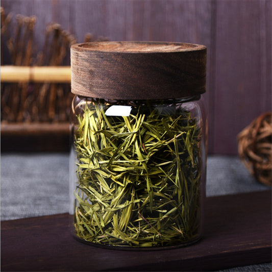Clear Glass Jar with Wooden Lid