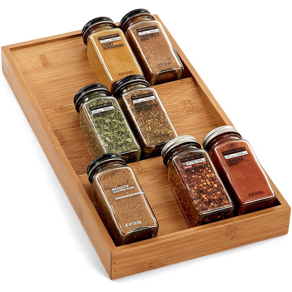 Suzannah's Kitchen Natural Wooden In-Drawer Spice Organizer Rack