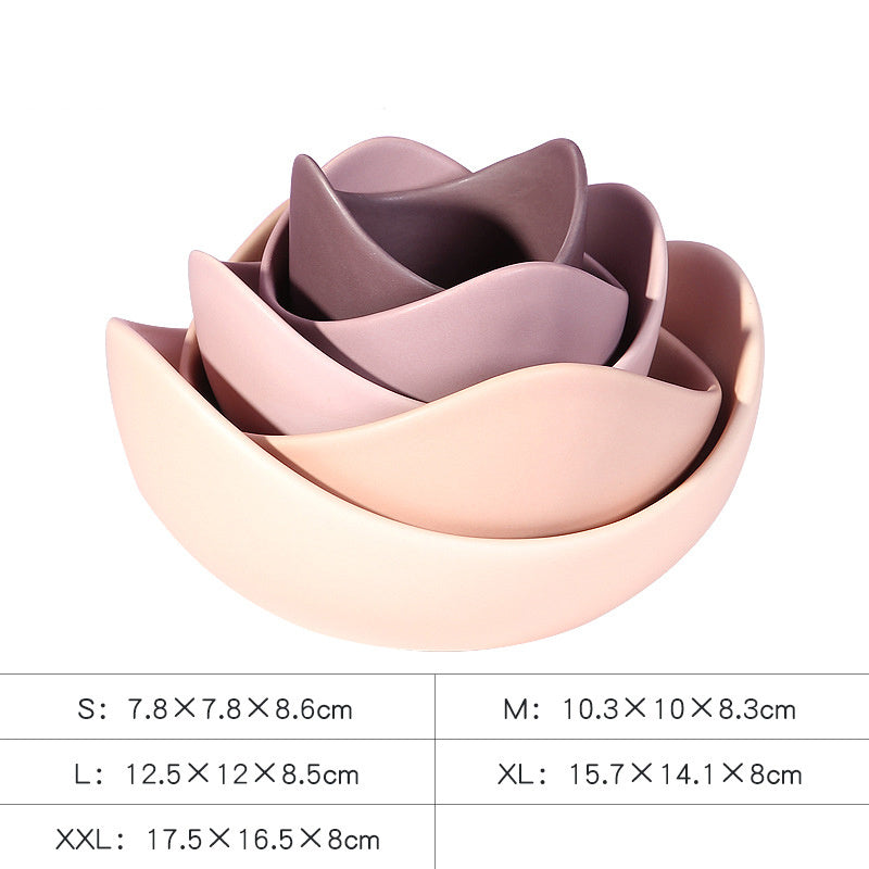 Suzannah's Kitchen Glazed Ceramic Lotus Flower Bowl Set