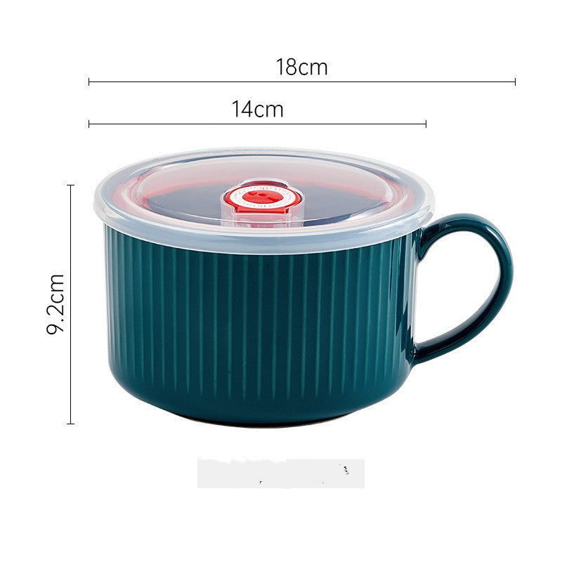 Suzannah's Kitchen Large Nordic Ceramic Soup Mug with Airtight Storage Lid