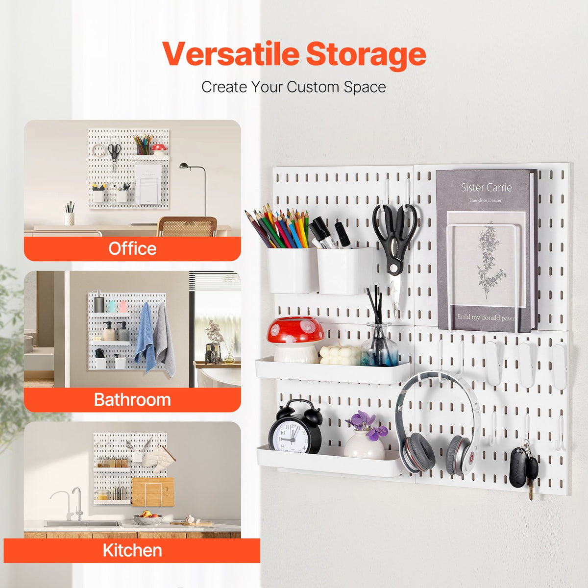 Suzannah's Kitchen 4-Panel Modular Wall Pegboard Organizer Kit