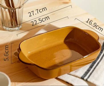 Earth Toned Porcelain Double Ear Baking Dishes