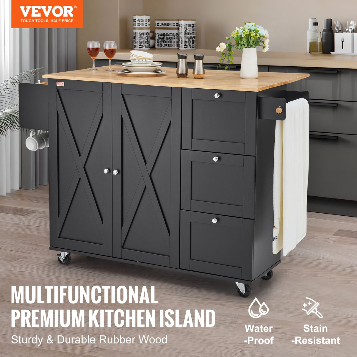 Suzannah's Kitchen Mobile Kitchen Island Workstation Cabinet
