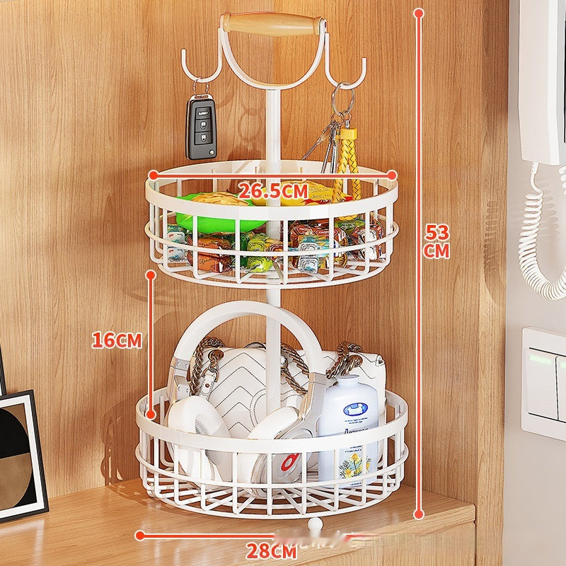 2-Tier Kitchen Fruit Basket with banana hooks