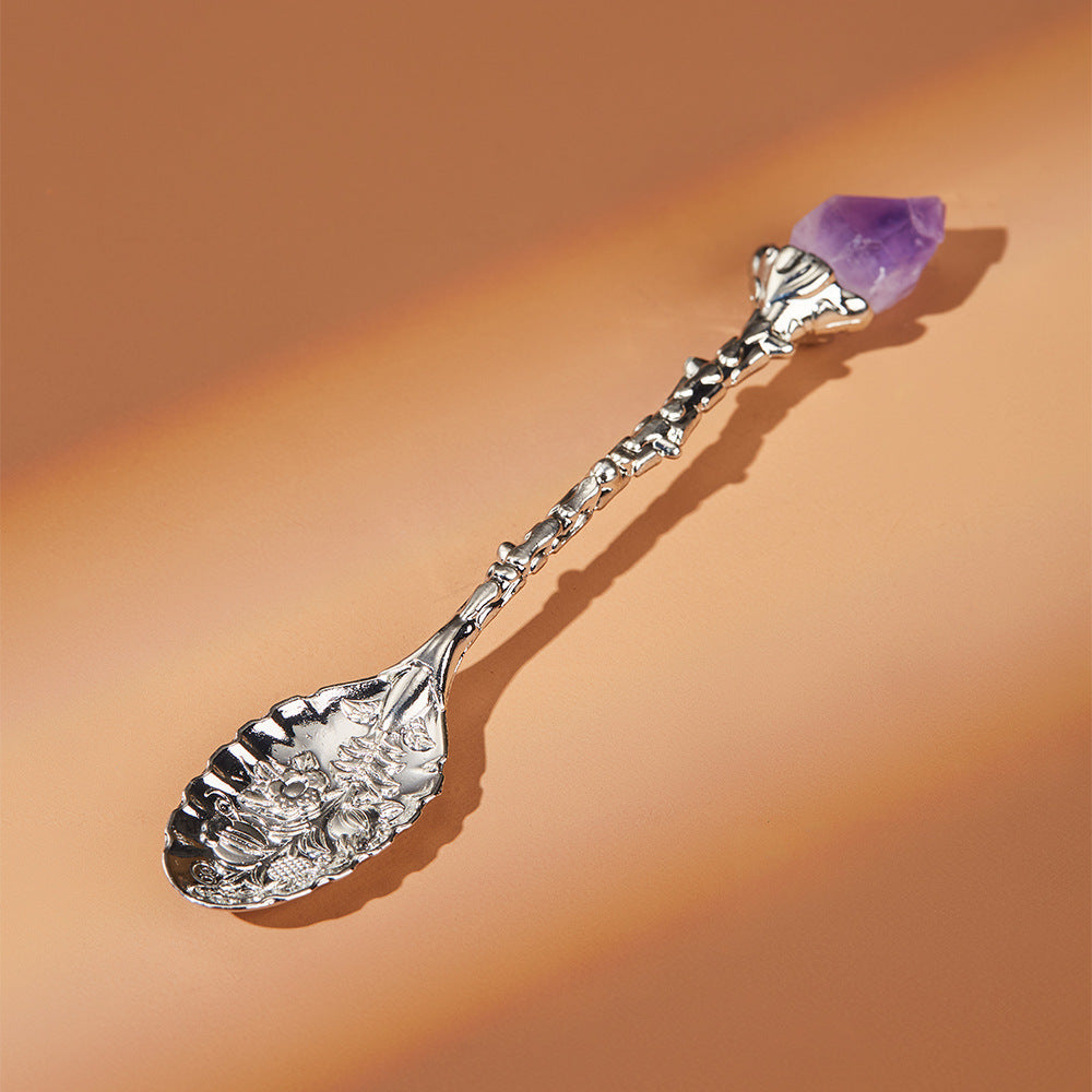 Embossed Crystal Gemstone Dessert Spoon