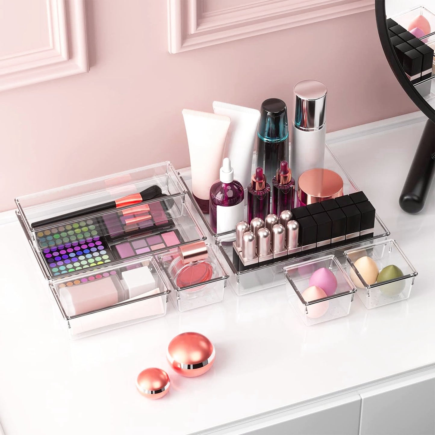 Clear Plastic Drawer Organizers-25PC