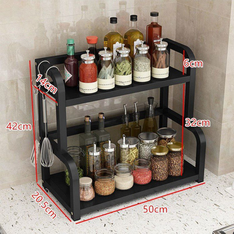 Suzannah's Kitchen 2-Tier Carbon Steel & Walnut Countertop Storage Rack