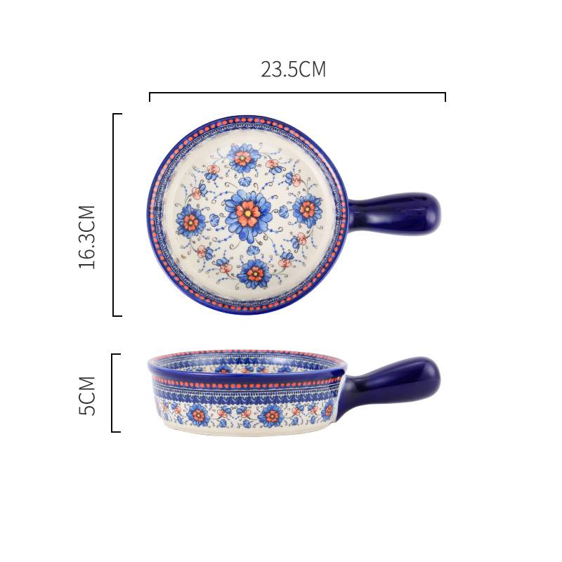 Pastoral French Underglazed Porcelain Ceramic Baking Dishes
