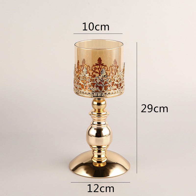 Candle Holder-Crystal Glass & Metal