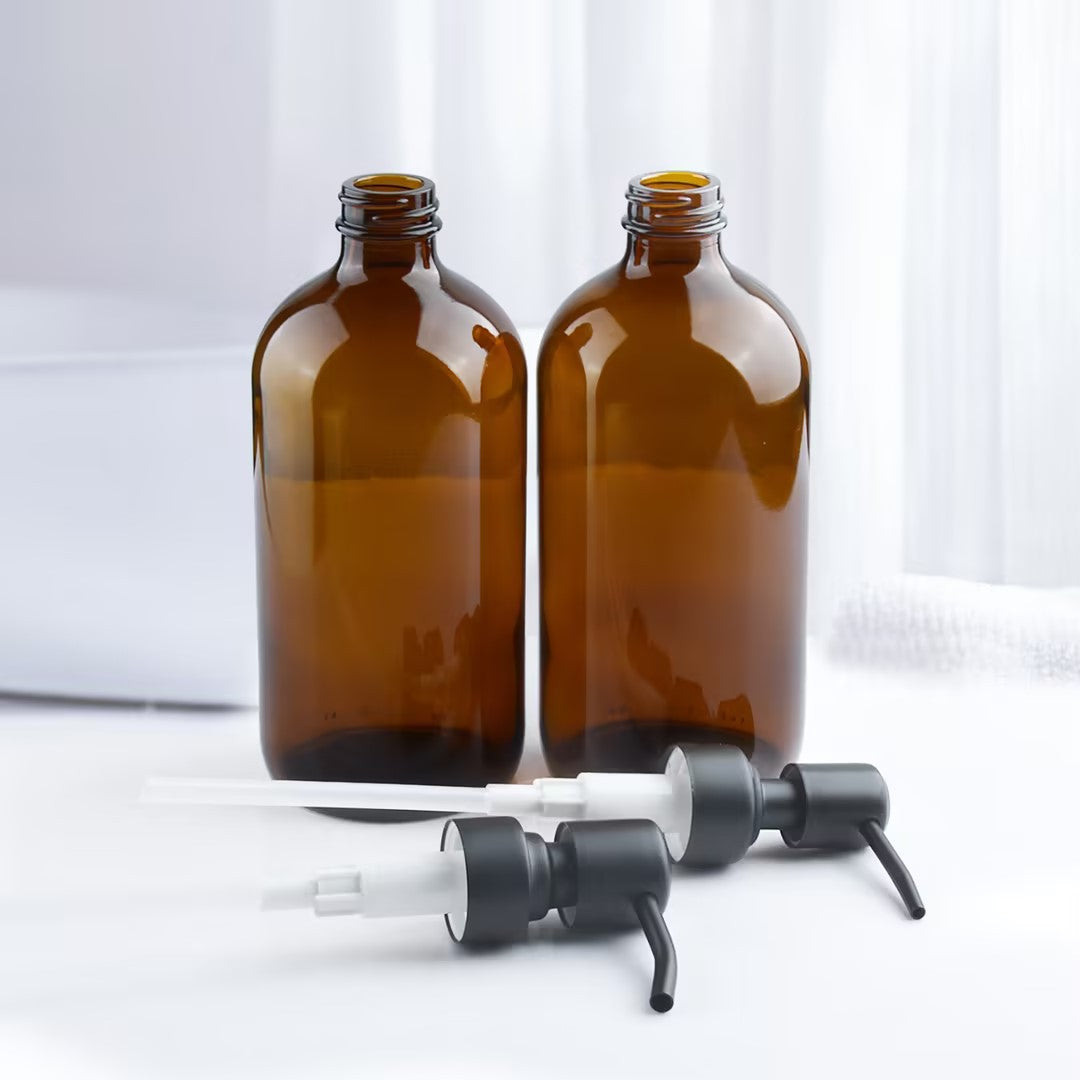 Suzannah's Kitchen 500ml Amber Boston Round Pump Bottle