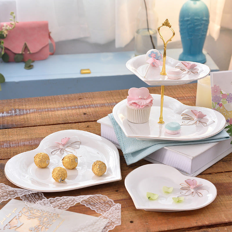 Suzannah's Kitchen High-Bone China Heart-Shaped Dessert Plate