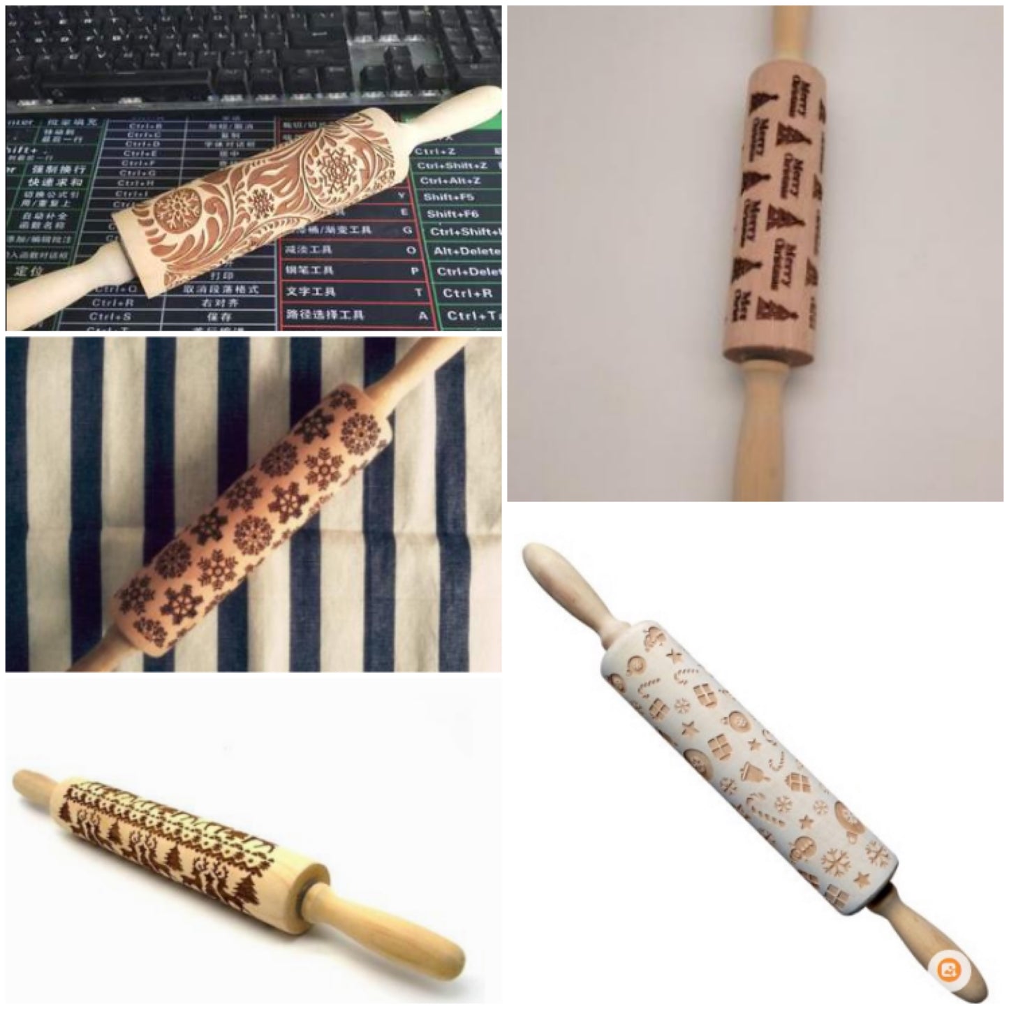 Christmas Baking: Embossed Rolling Pin-65 STYLES