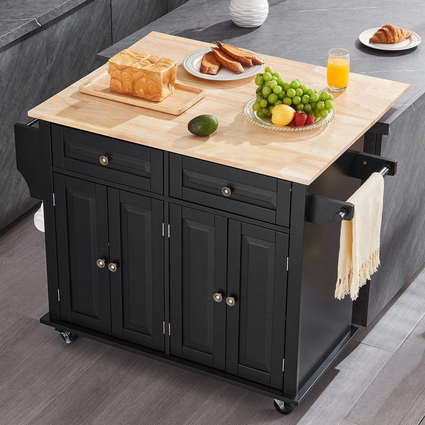 Suzannah's Kitchen Rolling Kitchen Island Cart (Black)