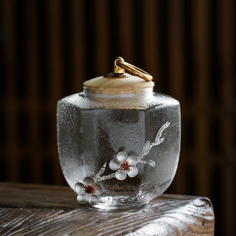 Suzannah's Kitchen Pyrex Glass Tea Jar with White Flowers