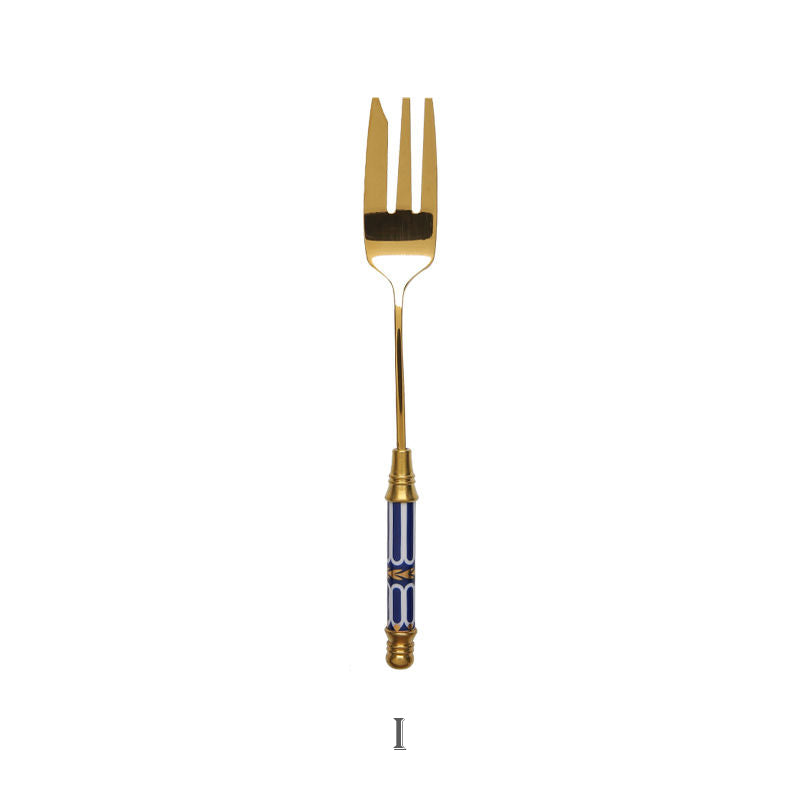 European Retro Stainless Steel Golden Dessert Fork