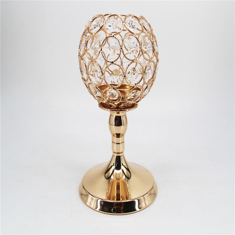 Candle Holder-Golden Crystal