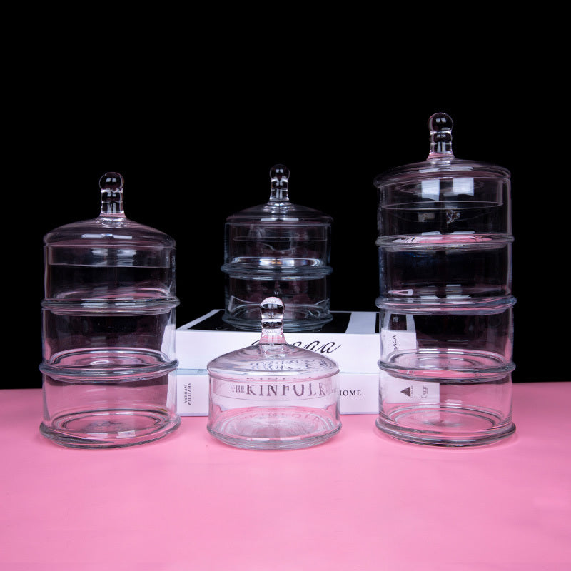 Stacking Glass Candy Jars with Lid