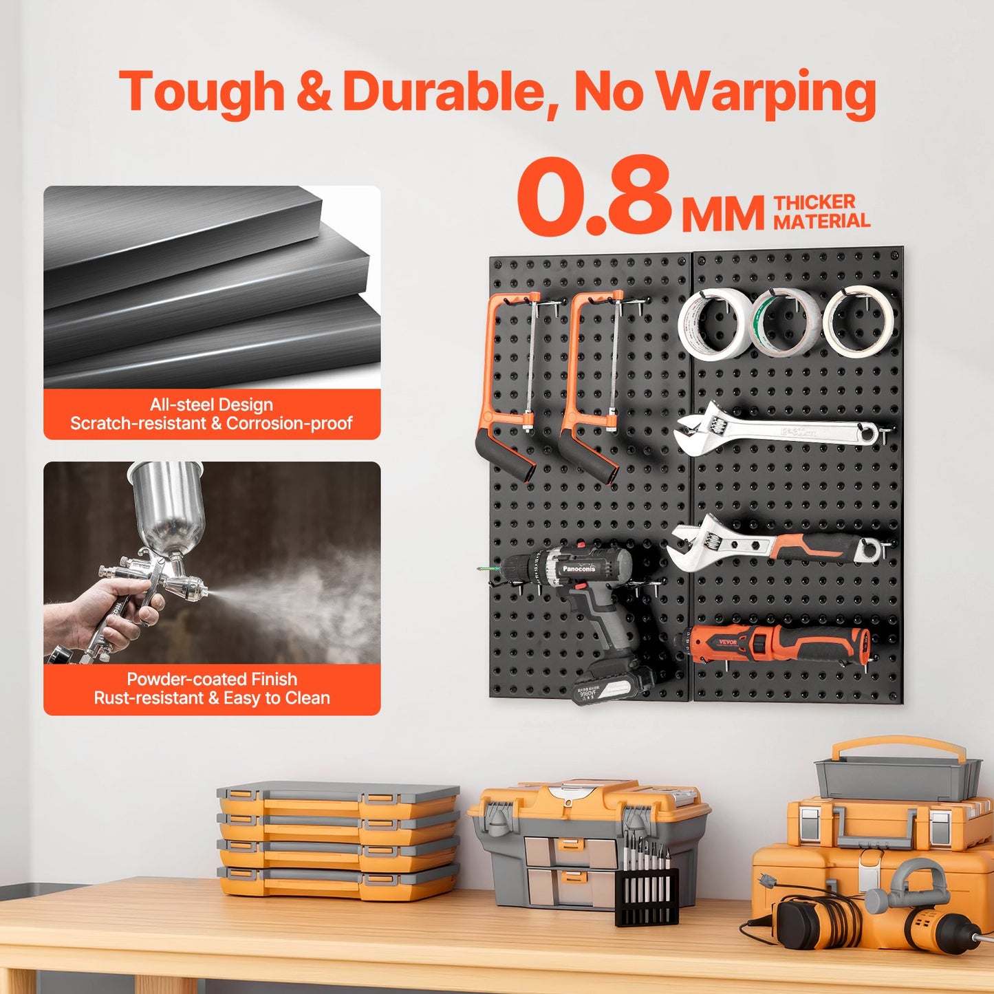 Metal Wall Mount Pegboard Panels