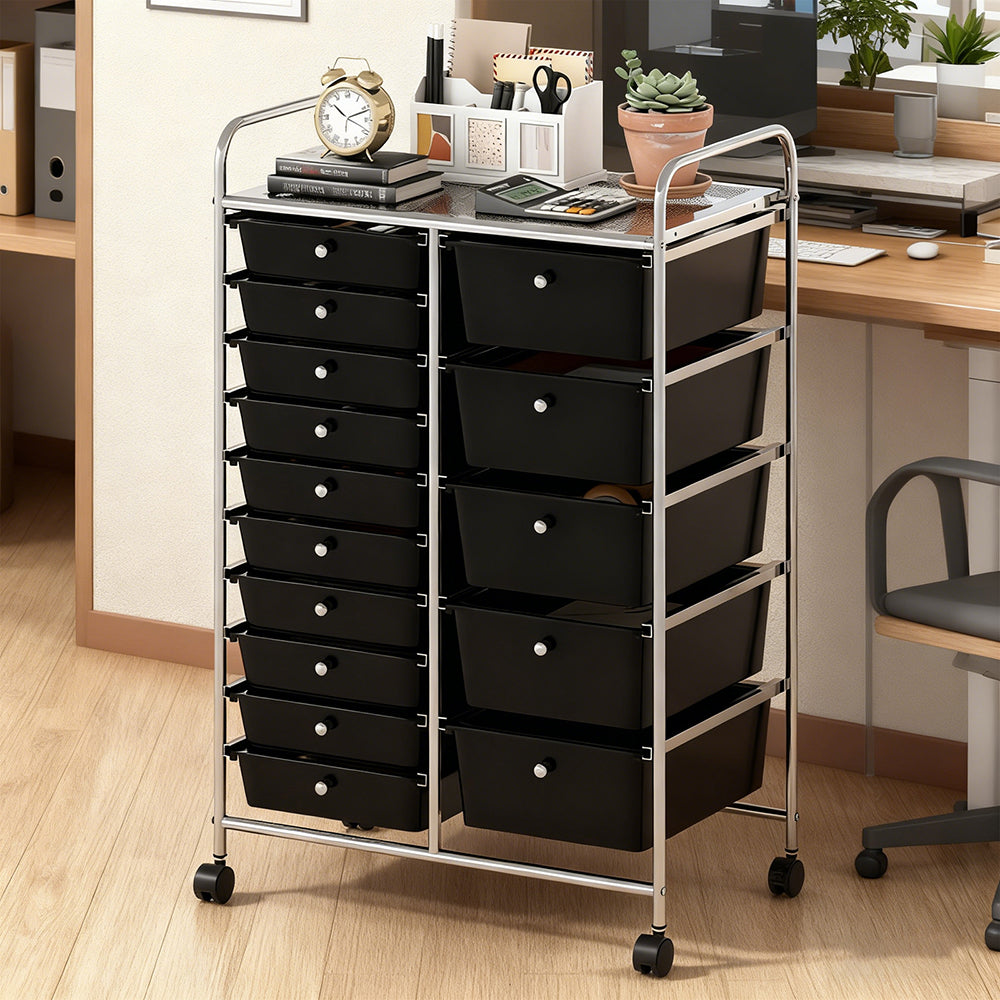 Suzannah's Kitchen 15-Drawer Mobile Rolling Storage Cart with Top Shelf
