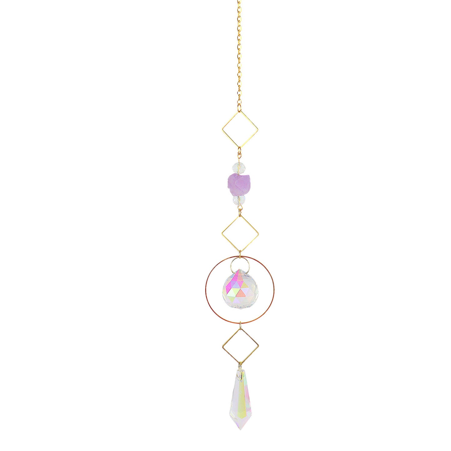 Crystal Wind Chimes Garden Moon Five-pointed Star Sun Wind Chimes Amethyst