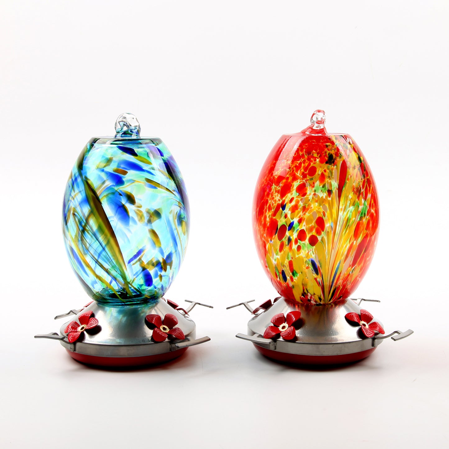 Vibrant Glass Hummingbird Feeder