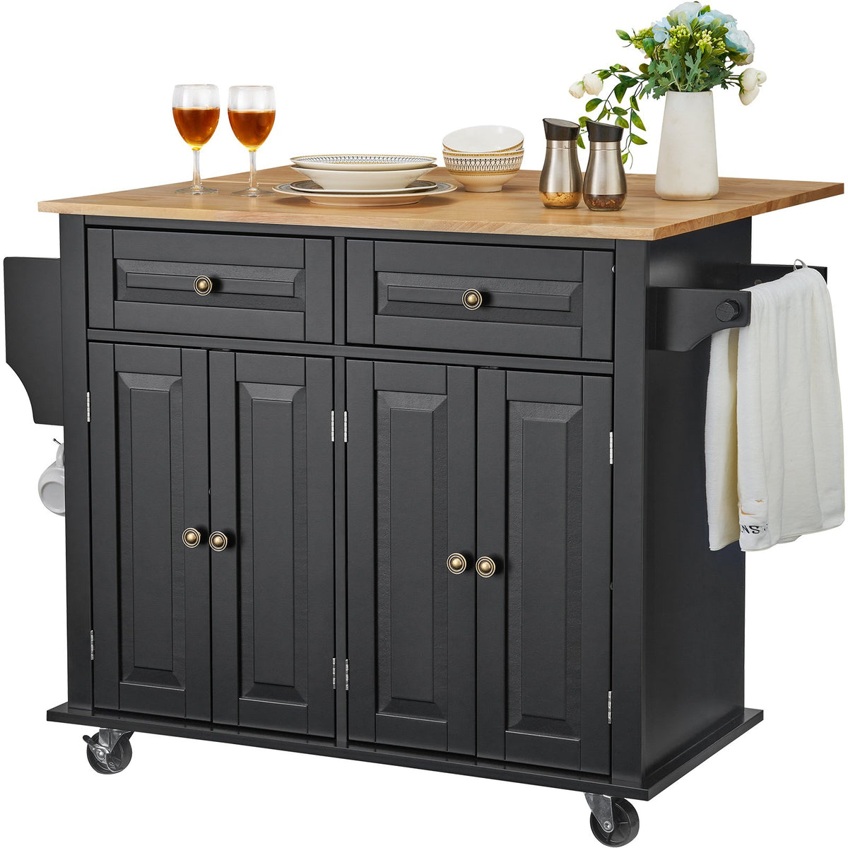 Suzannah's Kitchen Rolling Kitchen Island Cart (Black)