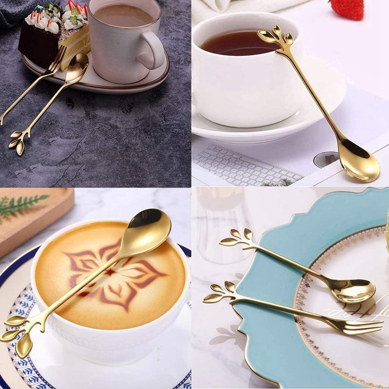 Suzannah's Kitchen Leafy Handle Stainless Steel Dessert Utensils Set