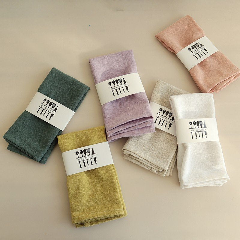 Cloth Napkins-Plain Cotton Linen Solid Colors