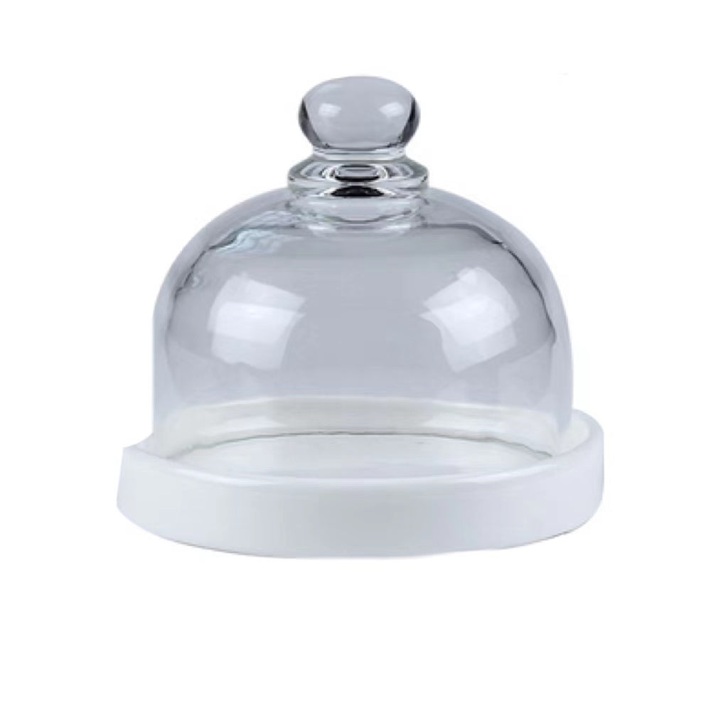 Glass Domed Ceramic Dessert Dish