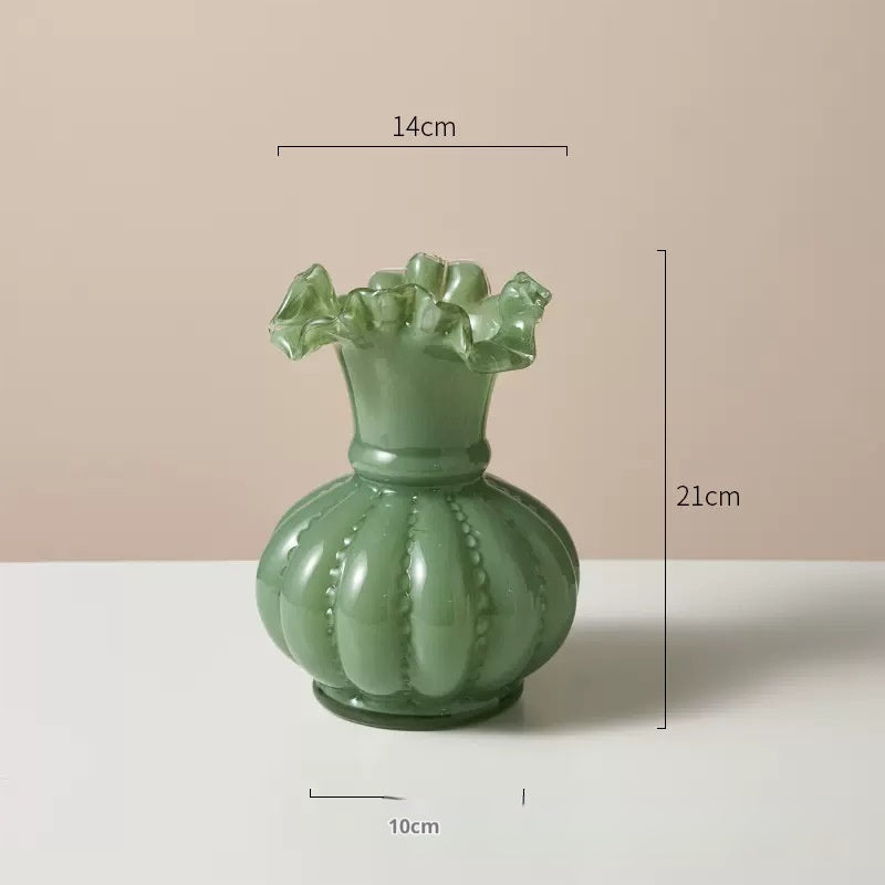 Vase-Glass with Fluted Top- Various Colors and Sizes