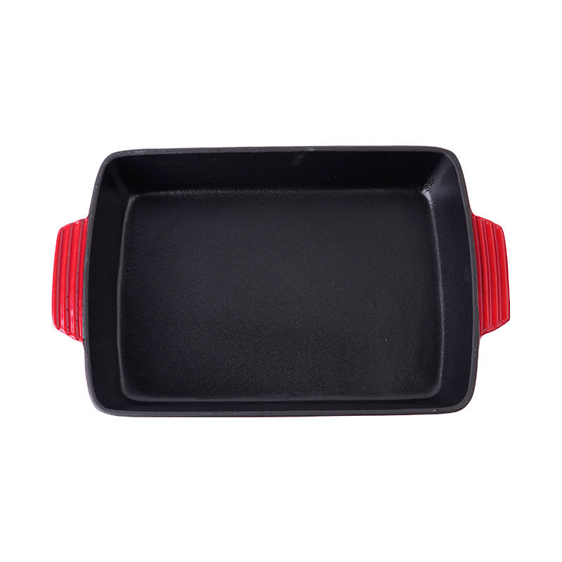 Red Enameled Cast Iron Baking Pan