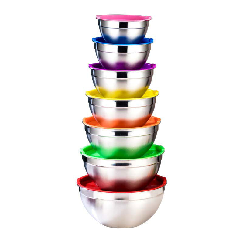 Stainless Steel Mixing Bowls-Colored Lid