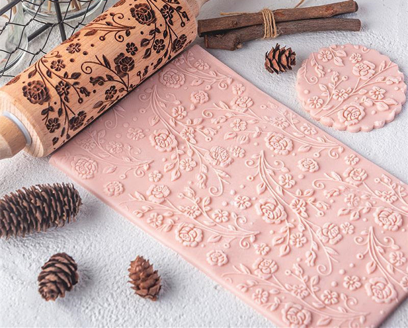 Embossed Scroll Pattern Rolling Pin