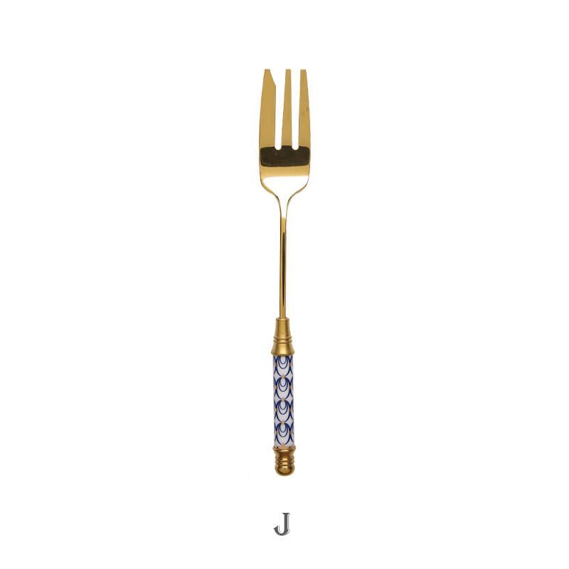 European Retro Stainless Steel Golden Dessert Fork