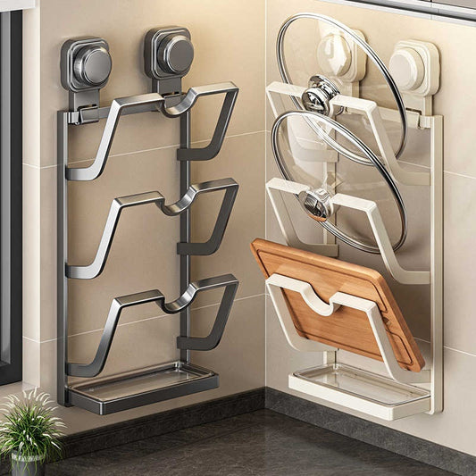 Wall Mount, Cabinet Door Mount Pot Lid Rack: Suction Cup Mount