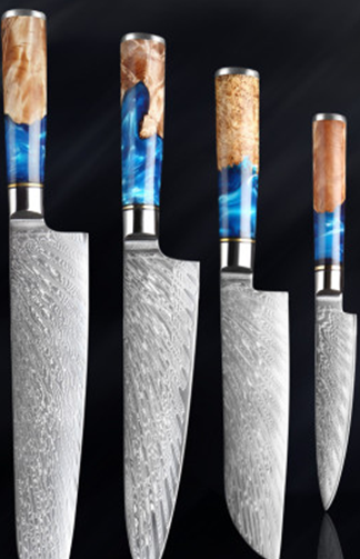 Blue & Tan Marble Japanese Chef's Knife Set