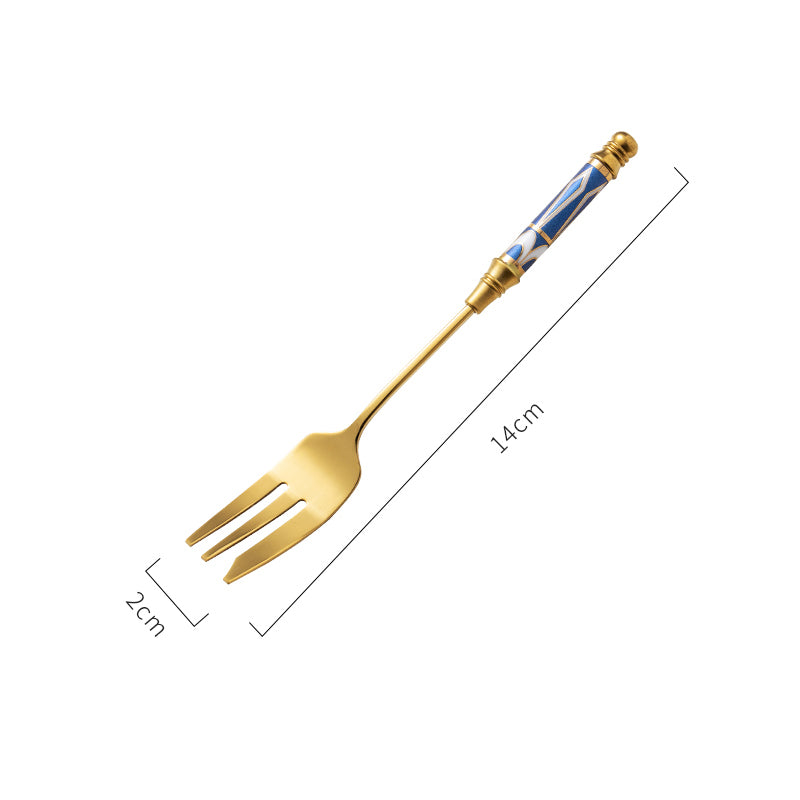 Stainless Steel Dessert Utensils with Decorated Handles
