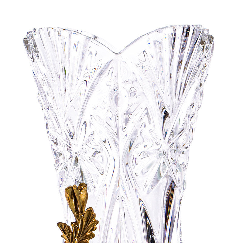 Vase-European Style Crystal Glass Floral Metal Stand