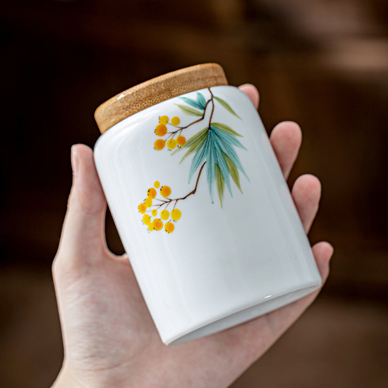Airtight Hand Painted Ceramic Japanese Tea Jar