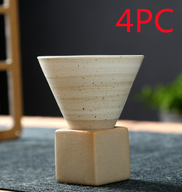 4PC Japanese Geometric Stoneware Espresso Cups