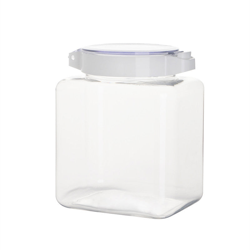 Square Airtight Apothecary Jars-White Flip Lid