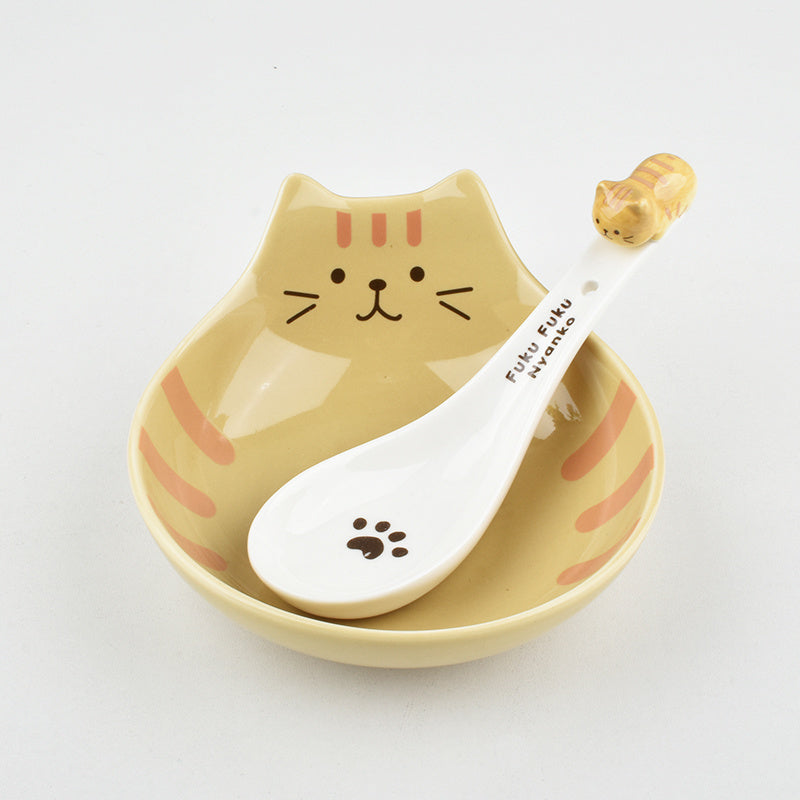 Japanese Cat Face Ceramic Bowl